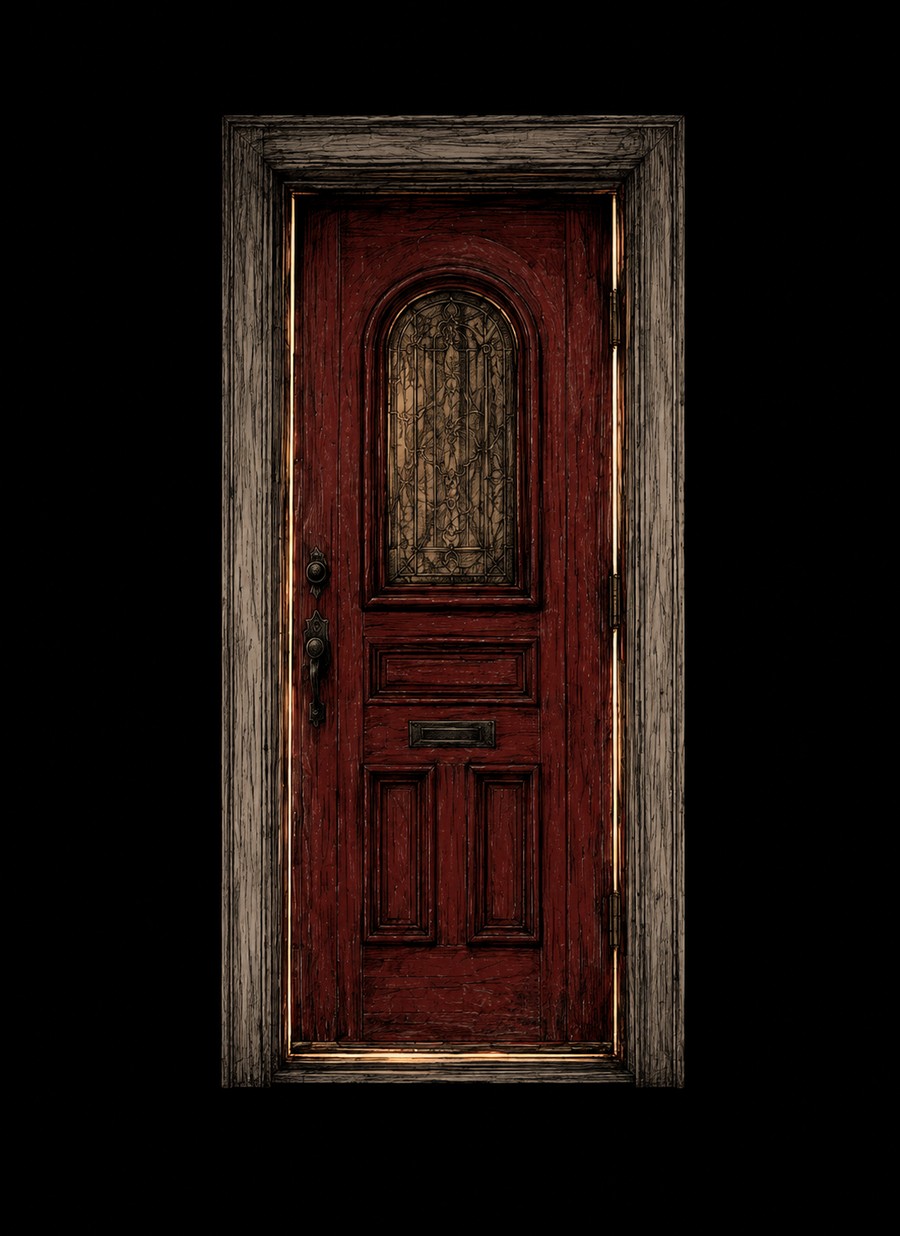 The red door, closed